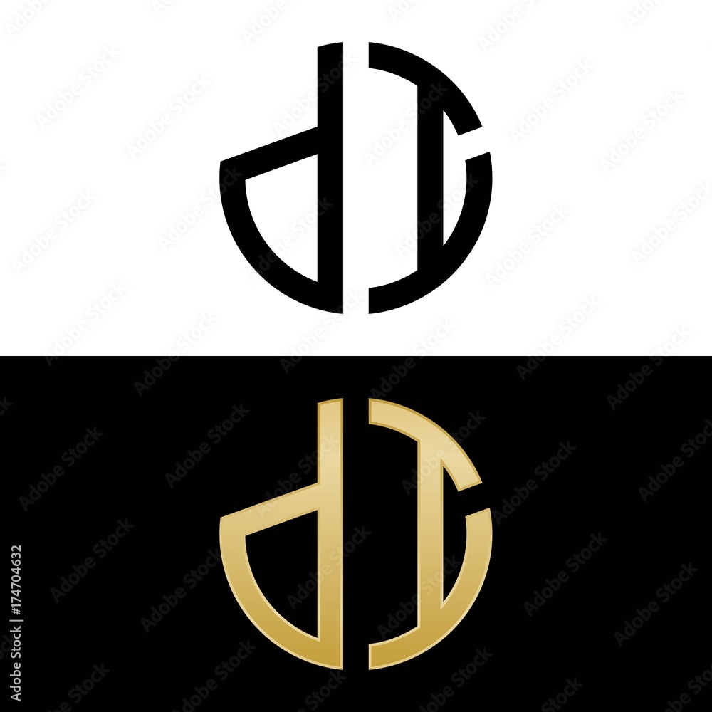 di initial logo circle shape vector black and gold di initial logo circle shape vector black and gold