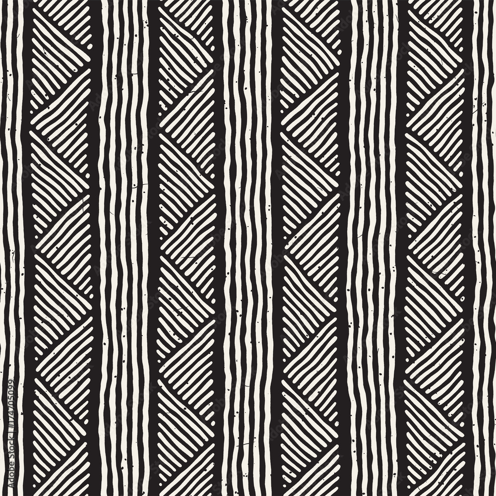 Hand drawn style ethnic seamless pattern. Abstract geometric tiling background in black and white. Hand drawn style ethnic seamless pattern. Abstract geometric tiling background in black and white.