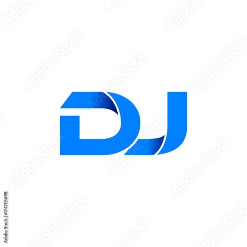 dj logo initial logo vector modern blue fold style