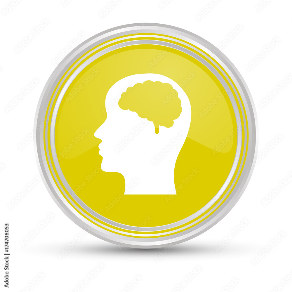 Gelber Button - Profil - Gehirn