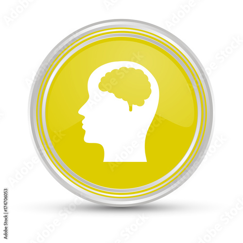 Gelber Button - Profil - Gehirn