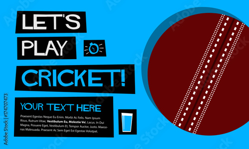 Let's Play Cricket (Flat Style Vector Illustration Sports Poster Design) Event Invitation with Venue, Time and Ticket Details