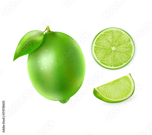 Vector Lime, Slice and Wedge - Vector Illustration