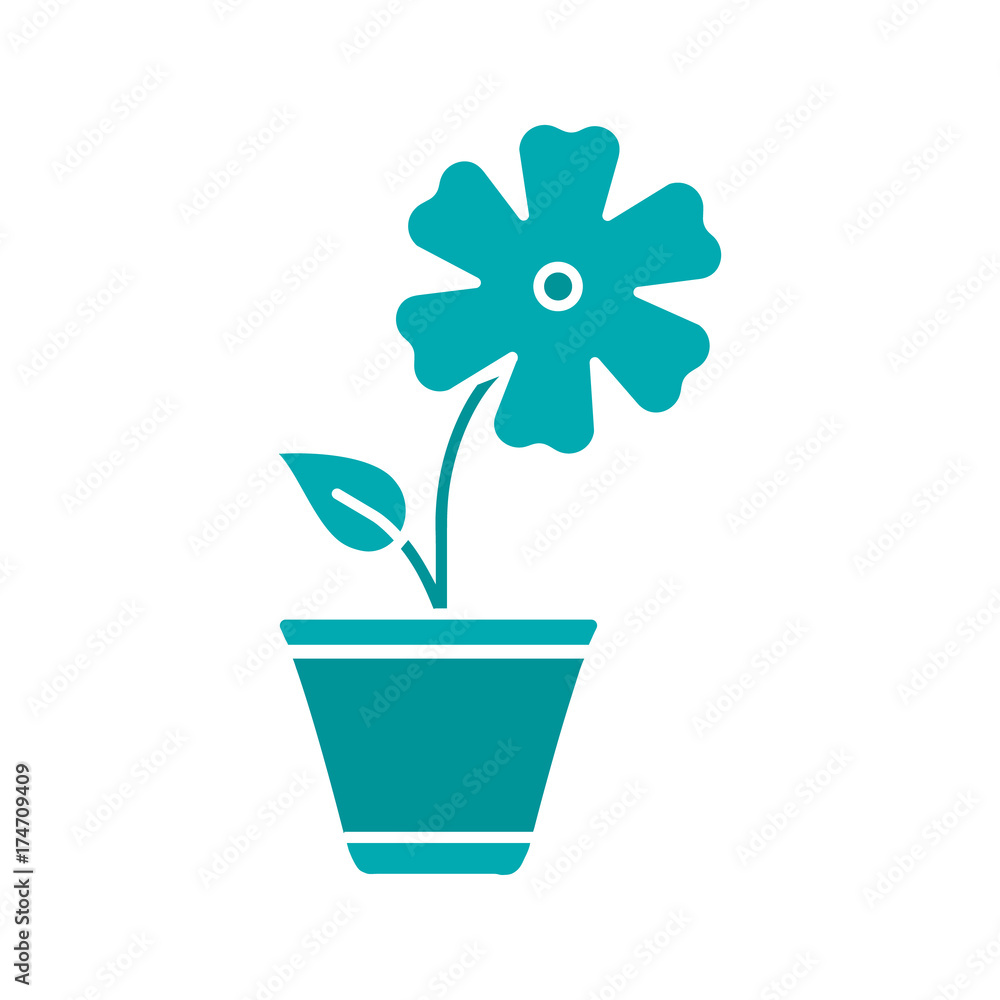 Hibiscus in flowerpot glyph color icon Hibiscus in flowerpot glyph color icon