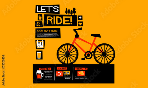 Let's Go Cycling! (Flat Style Vector Illustration Bike Quote Poster Design)