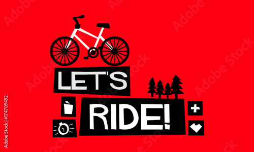 Let's Go Cycling! (Flat Style Vector Illustration Bike Quote Poster Design)