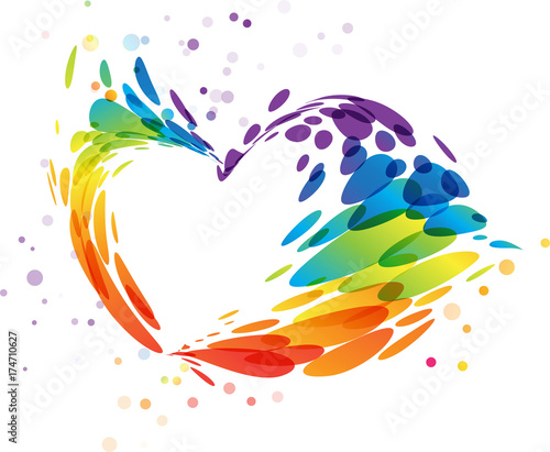 Splash multicolor heart on white