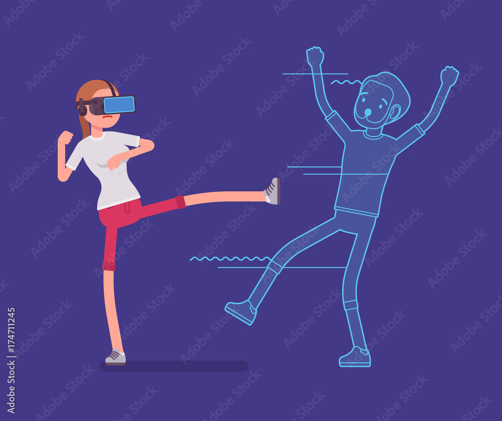VR woman fighting