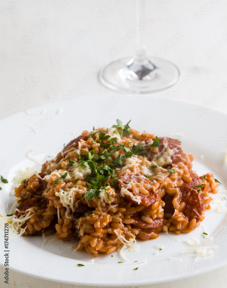Chorizo risotto with tomato Chorizo risotto with tomato
