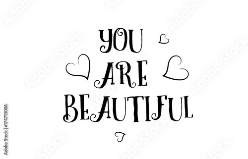 you are beautiful love quote logo greeting card poster design