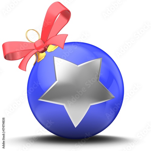 3d Christmas ball blue