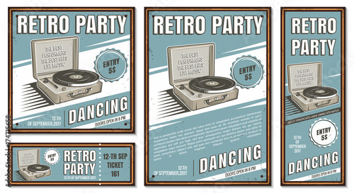 Vintage banner, retro party.