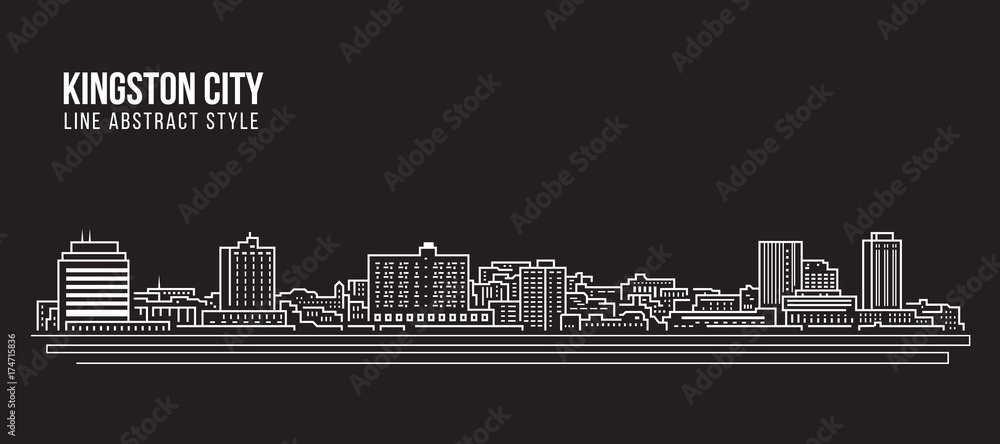 Cityscape Building Line art Vector Illustration design - Kingston city (jamaica)