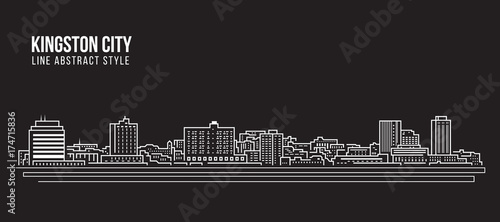 Cityscape Building Line art Vector Illustration design - Kingston city (jamaica)