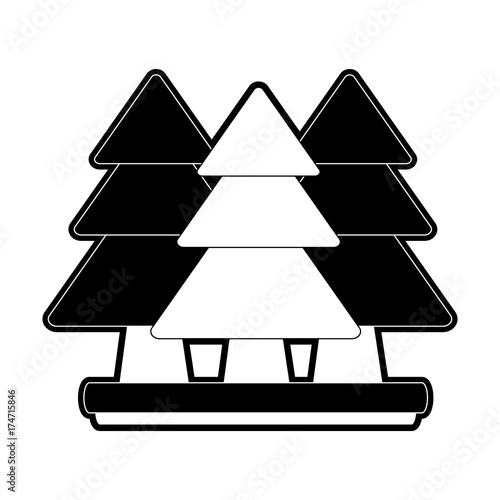 forest trees icon image vector illustration design  black and white
