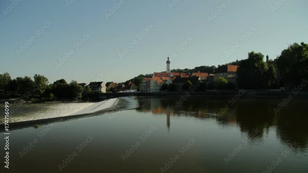 Water cascades waterfall in Landsberg am Lech city Bavaria Germany travel Europe Water cascades waterfall in Landsberg am Lech city Bavaria Germany travel Europe