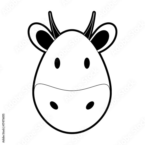 cow or bull face icon image vector illustration design black and white