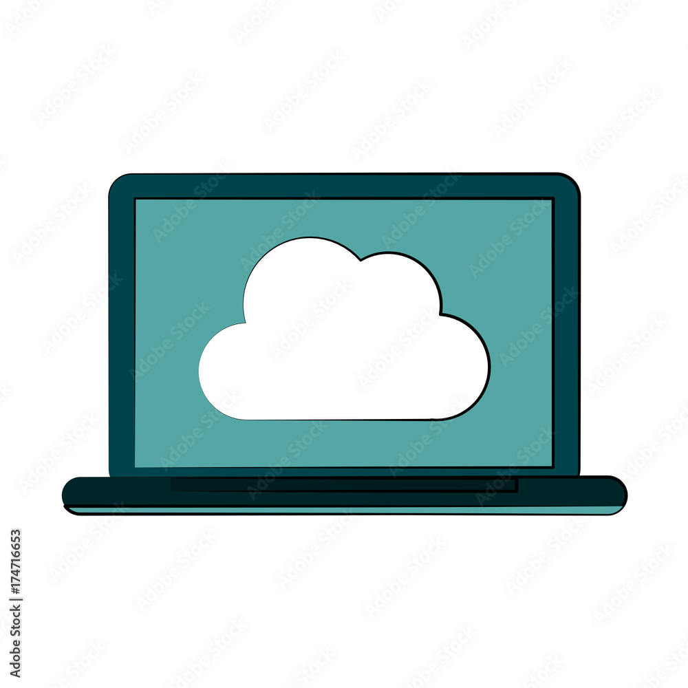 computer with cloud storage icon image vector illustration design computer with cloud storage icon image vector illustration design