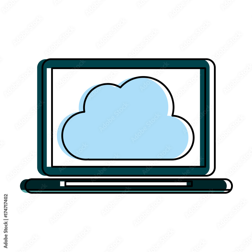 computer with cloud storage icon image vector illustration design computer with cloud storage icon image vector illustration design