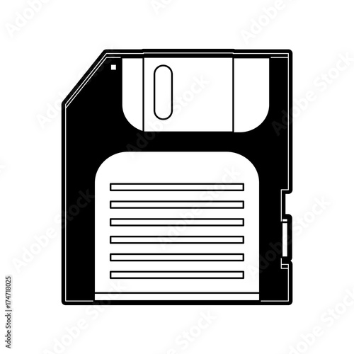 diskette or floppy disk icon image vector illustration design  black and white