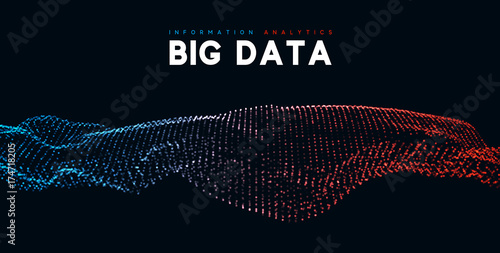 Big data visualization. Information wave technology. Futuristic abstract background of digital data