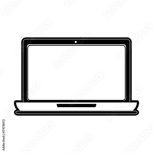 laptop with blank screen icon image vector illustration design black and white