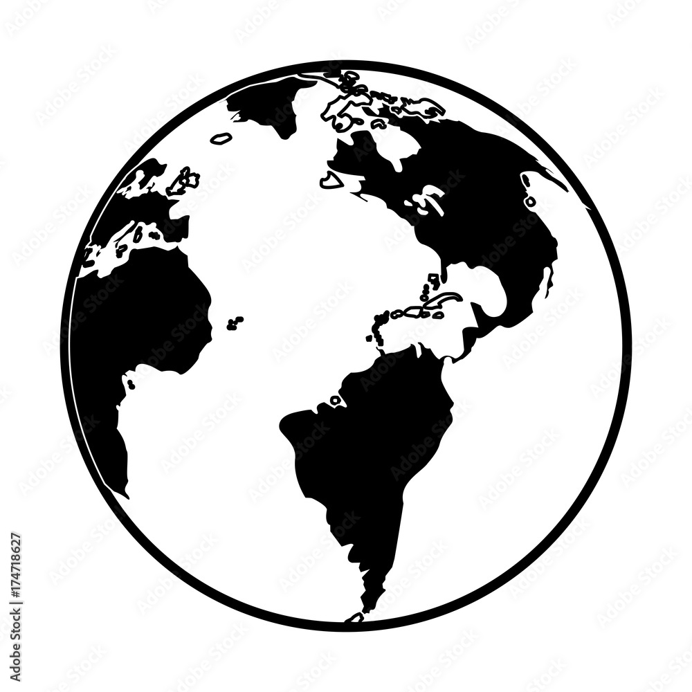 planet earth icon image vector illustration design  black and white