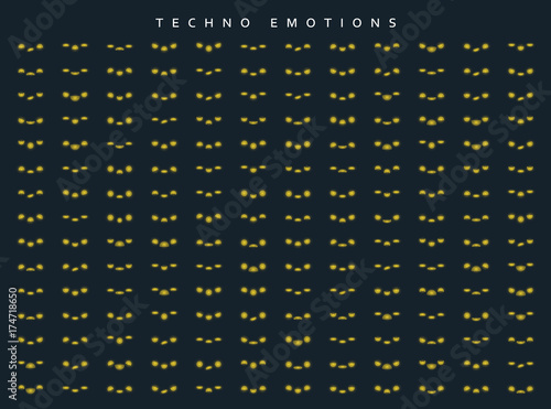 Set techno emotions to create characters. Emoji for Web.