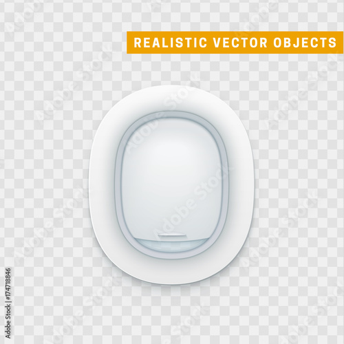 Realistic portholes of airplane. White window aircraft vector illustration