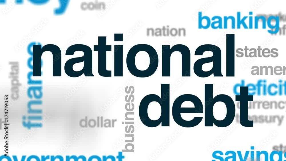 National debt animated word cloud, text design animation. National debt animated word cloud, text design animation.
