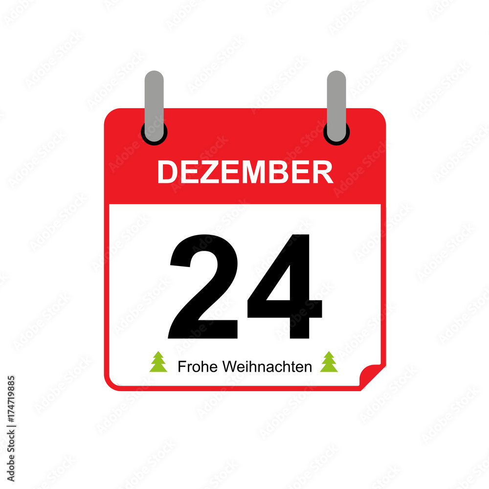 Kalenderblatt mit 24. Dezember Stock Vector | Adobe Stock
