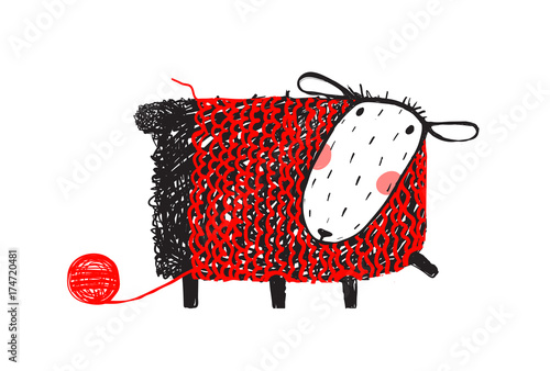 Sheep Wearing Handcrafted Knitting Sweater