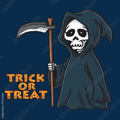 Grim Reaper Halloween Card Invitation Design Illustration Template