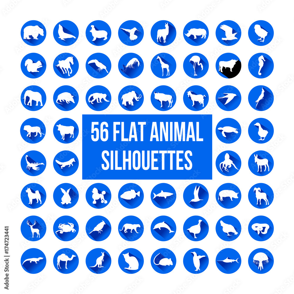 flat animal silhouettes - vector icon set flat animal silhouettes - vector icon set