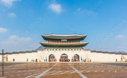 Gyeongbokgung palace with blue sky.