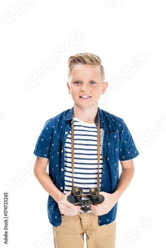 boy holding binoculars