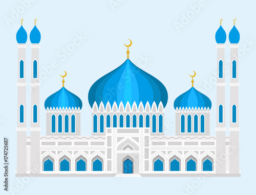 Cathedral mosque church temple traditional building landmark tourism vector illustration
