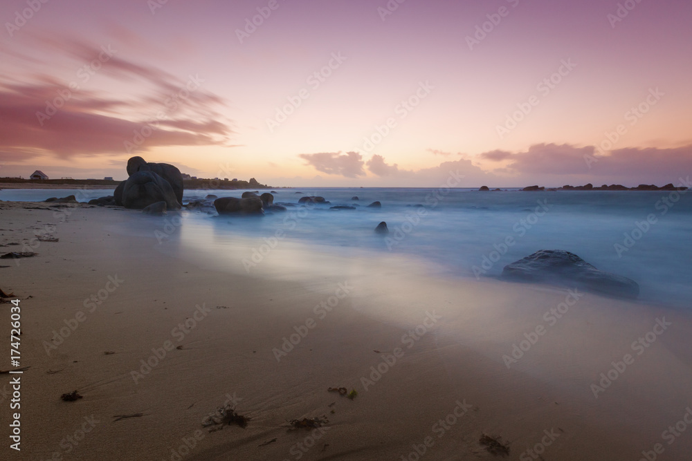 Brittany beach at Cote d'Armor after sunset Brittany beach at Cote d'Armor after sunset