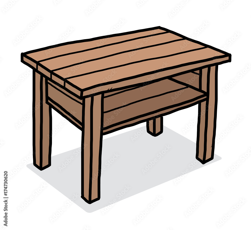 wooden desk / cartoon vector and illustration, hand drawn style
