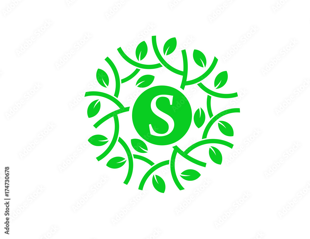 letter s with green circle logo concept, illustration of letter s green leaf with circle style, perfect for health and green related business letter s with green circle logo concept, illustration of letter s green leaf with circle style, perfect for health and green related business