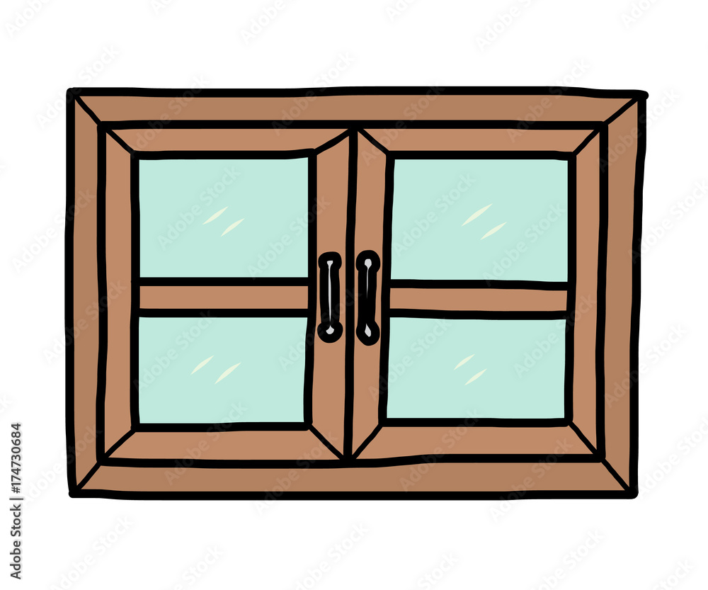 closed window / cartoon vector and illustration, hand drawn style, isolated  on white background. Stock Vector | Adobe Stock
