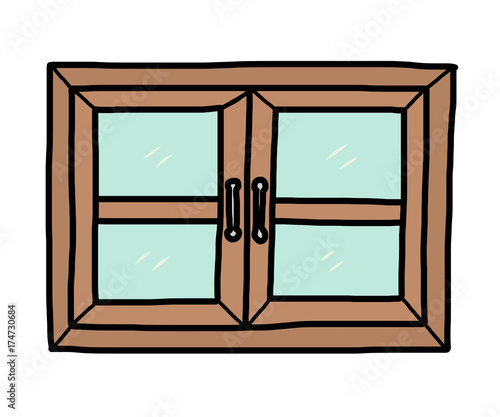 closed window / cartoon vector and illustration, hand drawn style, isolated on white background.