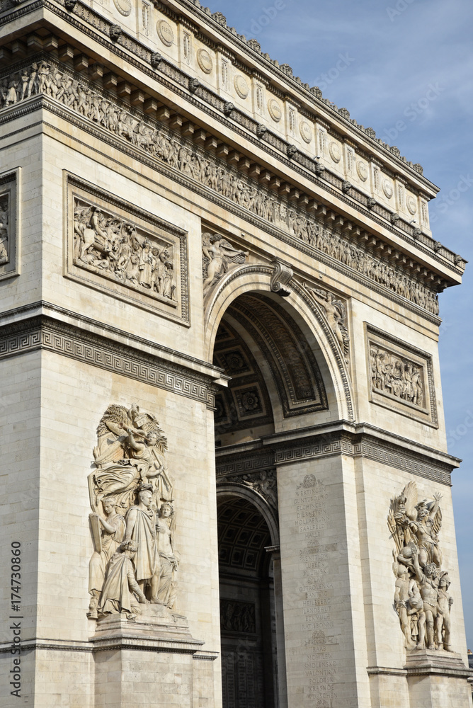 Statues de l'arc de Triomphe à Paris, France