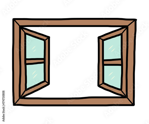 open window / cartoon vector and illustration, hand drawn style, isolated on white background.