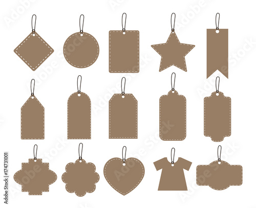 Set of brown hang tag collection on white background - vector paper labels
