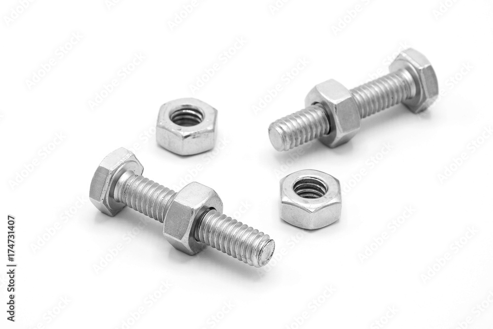 nuts and bolts isolated on white background nuts and bolts isolated on white background