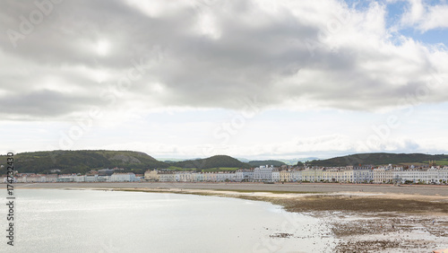 Wide angle view of Llandudno seafront in North Wales UK