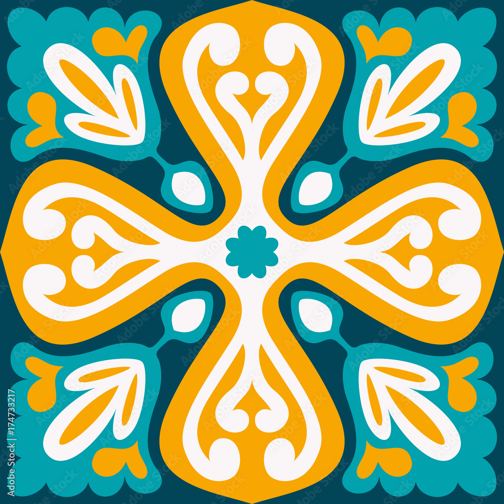 Naklejka premium Oriental traditional ornament,Mediterranean seamless pattern, tile design, vector illustration.