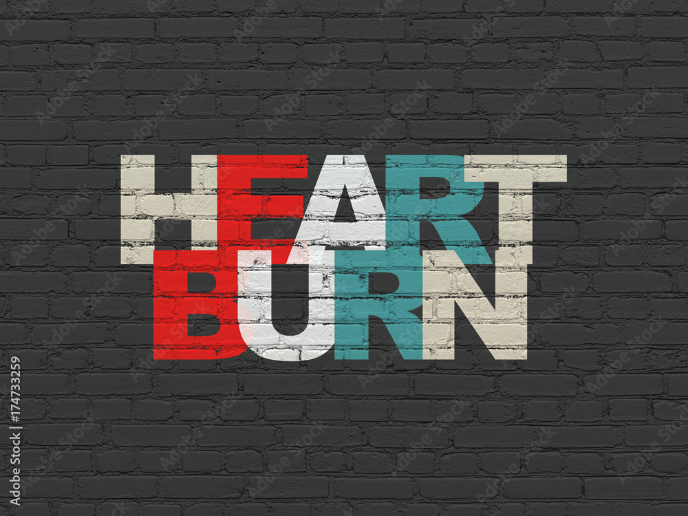 Fototapeta premium Health concept: Heartburn on wall background