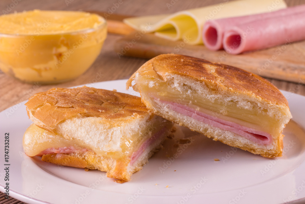 Hot Cheese Sandwich. Brazilian Misto Quente Hot Cheese Sandwich. Brazilian Misto Quente
